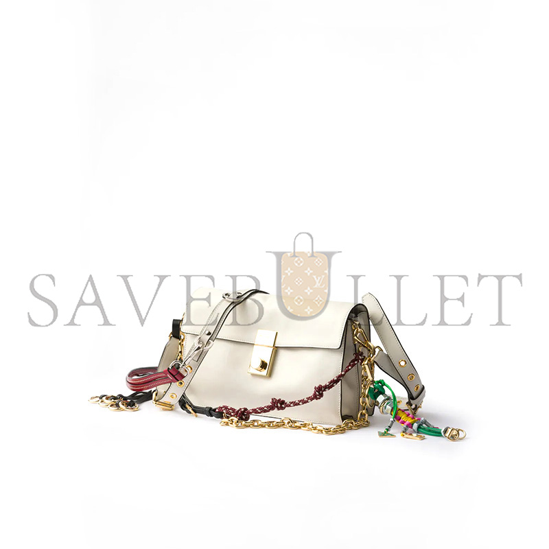 PRADA SOFT SOUND SMALL LEATHER SHOULDER BAG WITH CHARMS 1BD379 (24*13.5*5cm) PRADA SOFT SOUND SMALL LEATHER SHOULDER BAG WITH CHARMS 1BD379 (24*13.5*5cm)